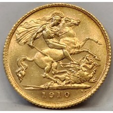 AUSTRALIA 1910 . HALF 1/2 SOVEREIGN . SYDNEY . GOLD